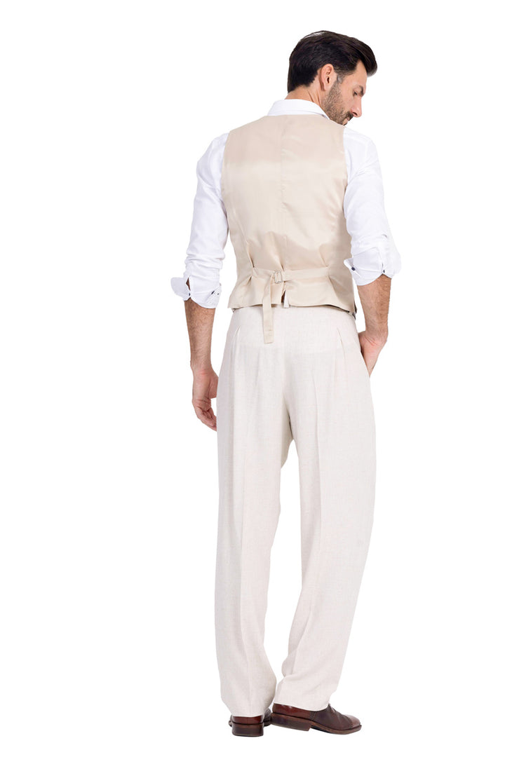 Sand Beige Tango Trousers With Front And Back Pleat