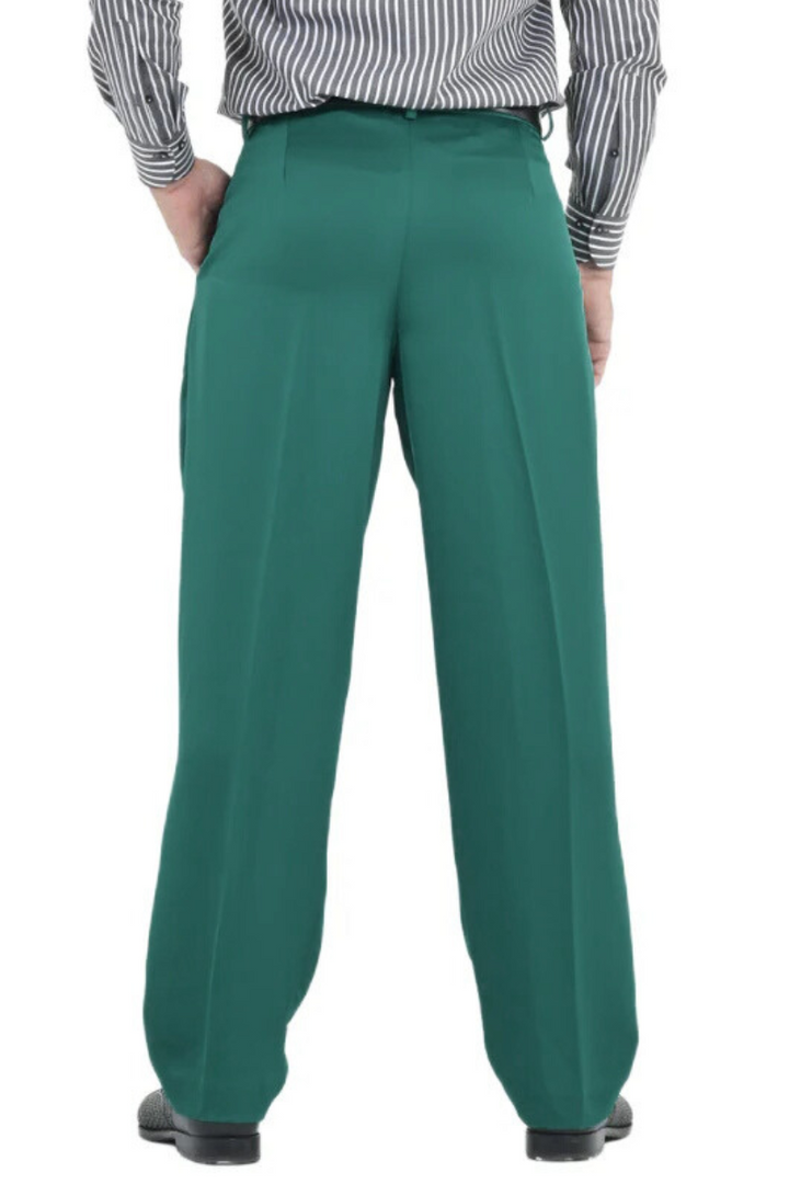 Emerald Green Satin Men's Tango Pants With Two Pleats