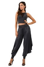 Load image into Gallery viewer, Satin Pants With Slits And Ankle Cuffs
