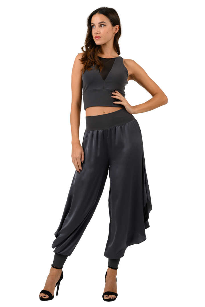 Satin Pants With Slits And Ankle Cuffs | Tango Clothing Satin Pants With Slits And Ankle Cuffs | Tango Clothing