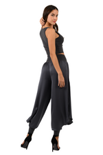 Load image into Gallery viewer, Satin Pants With Slits And Ankle Cuffs
