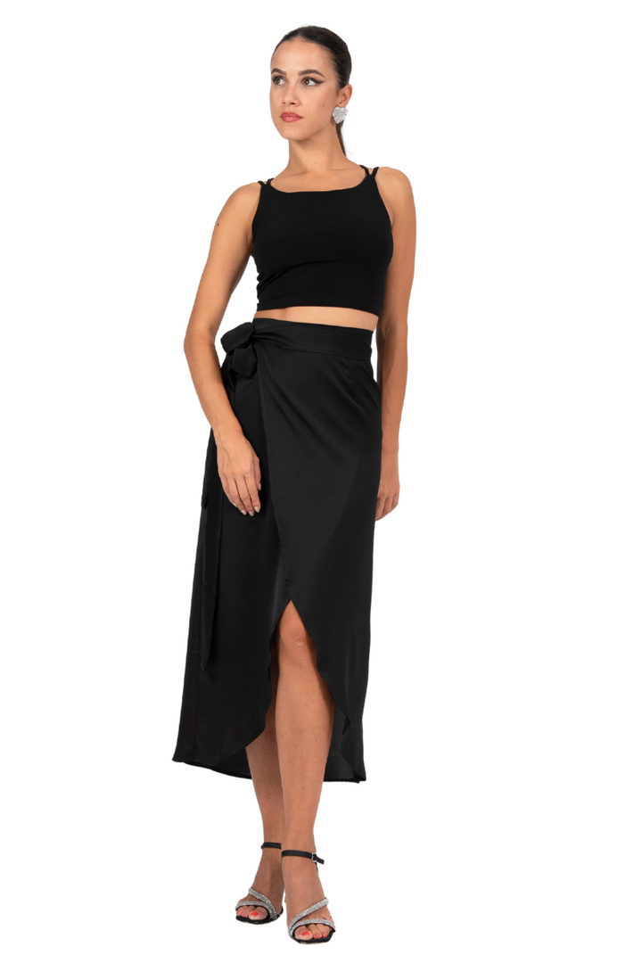 Satin Curved Wrap Dance Skirt
