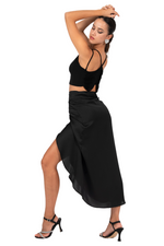 Load image into Gallery viewer, Satin Curved Wrap Dance Skirt
