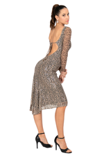 Load image into Gallery viewer, Sequin Animal Print Open Tie Back Tango Dress