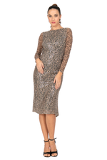 Load image into Gallery viewer, Sequin Animal Print Open Tie Back Tango Dress