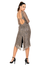 Load image into Gallery viewer, Sequin Animal Print Open Tie Back Tango Dress
