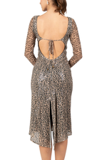 Load image into Gallery viewer, Sequin Animal Print Open Tie Back Tango Dress