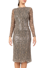 Load image into Gallery viewer, Sequin Animal Print Open Tie Back Tango Dress