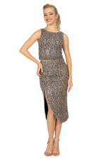 Load image into Gallery viewer, Sequin Animal Print Pencil Skirt With Gatherings