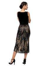 Load image into Gallery viewer, Sequin Black/Gold Tango Skirt With Center Back Slit
