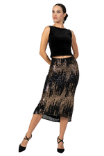 Load image into Gallery viewer, Sequin Black/Gold Tango Skirt With Center Back Slit