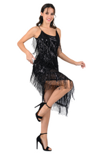 Load image into Gallery viewer, Sequin Fringed Assymetric Dance Dress
