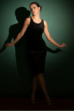 Load image into Gallery viewer, Sequin Velvet Keyhole Back Fishtail Dress