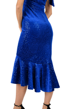 Load image into Gallery viewer, Sequin Velvet Ruffled Dress With Bow Details
