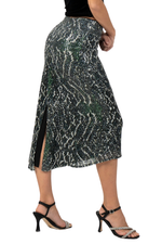 Load image into Gallery viewer, Sequin Snake Print Tango Skirt With Center Back Slit
