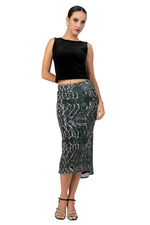 Load image into Gallery viewer, Sequin Snake Print Tango Skirt With Center Back Slit
