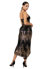 Load image into Gallery viewer, Sequin Tango Midi Dress With Asymmetric Neckline
