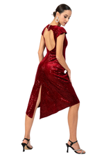 Load image into Gallery viewer, Sequin Velvet Tango Dress With Heart Cutout
