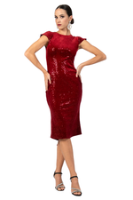 Load image into Gallery viewer, Sequin Velvet Tango Dress With Heart Cutout
