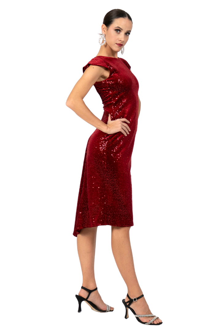 Sequin Velvet Tango Dress With Heart Cutout
