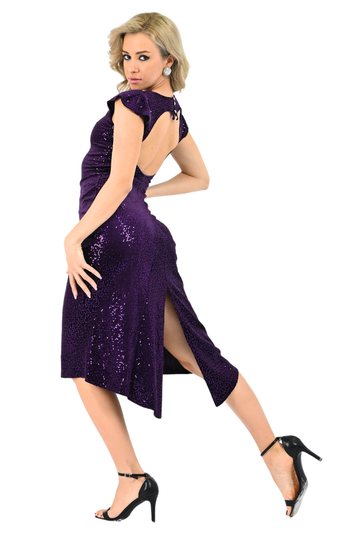 Sequin Velvet Tango Dress With Heart Cutout