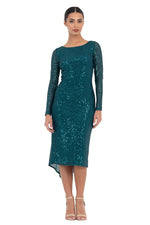 Load image into Gallery viewer, Sequinned Dress With Keyhole Tie Back &amp; Long Sleeves