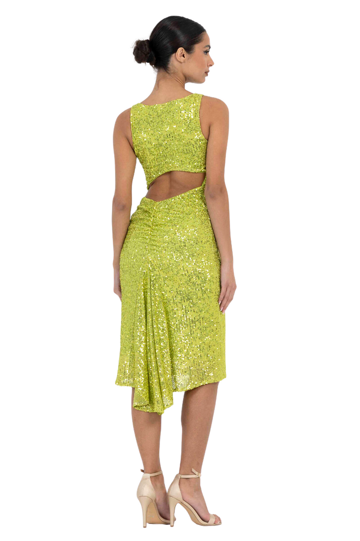 Sequinned Fishtail Tango Dress With Keyhole Back