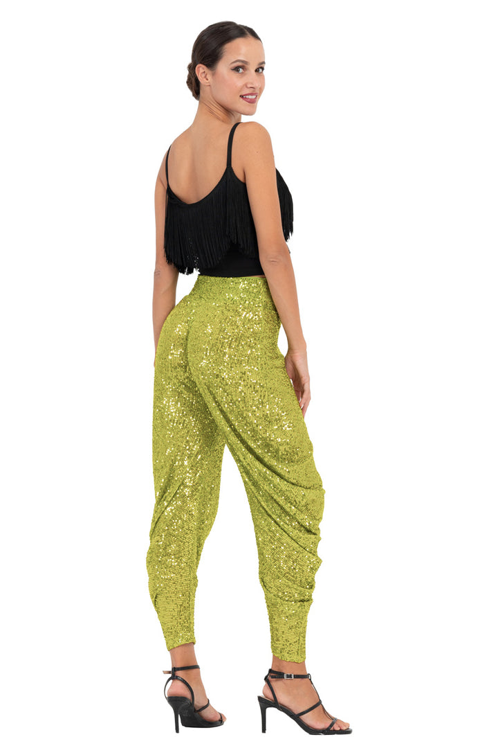 Sequinned Harem Style Tango Pants With Gathers