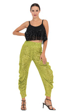 Load image into Gallery viewer, Black, Lime Green Sequinned Loose Crop Top (S)