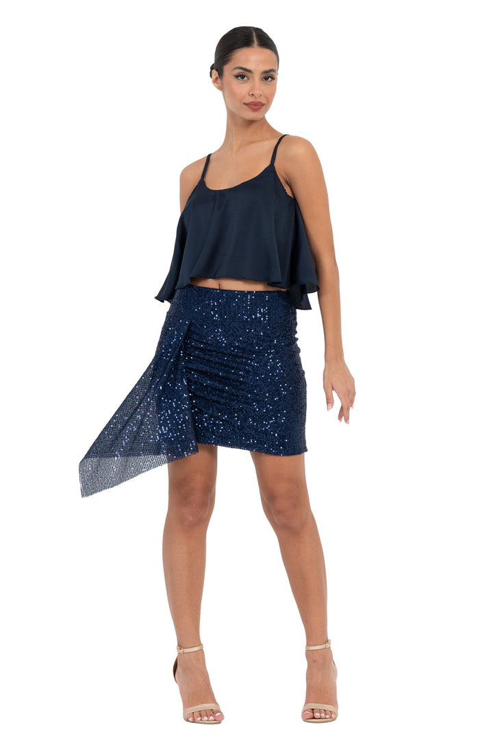 Sequinned Mini Skirt With Front Panel