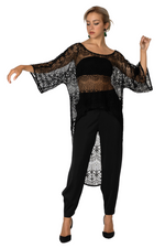 Load image into Gallery viewer, Sheer Black Lace Long Tail Top
