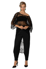 Load image into Gallery viewer, Sheer Black Lace Long Tail Top
