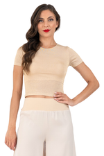 Load image into Gallery viewer, Shimmering Gold Cutout Back Crop Top (S)
