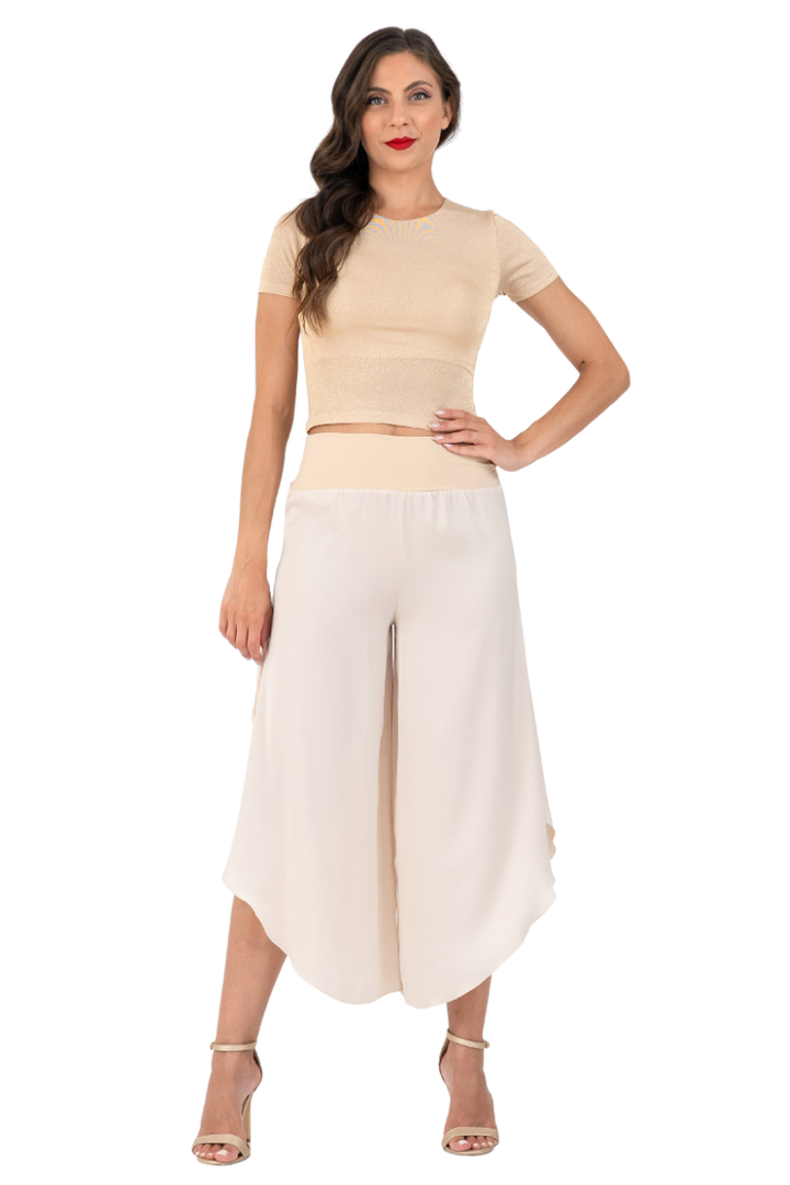 Shimmering Gold Cutout Back Crop Top (S)
