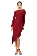 Load image into Gallery viewer, Shimmering Open Back Long Sleeve Asymmetric Dress
