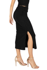 Load image into Gallery viewer, Shimmering Midi Skirt With Side Gatherings