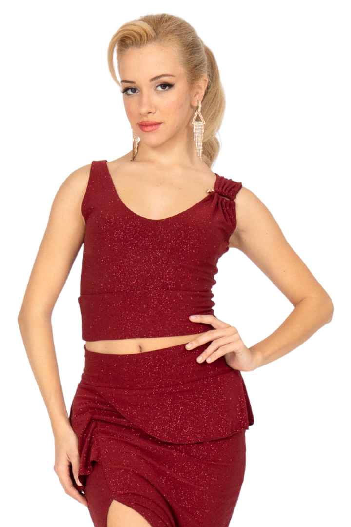 Shimmering Crop Top With Decorative Detail