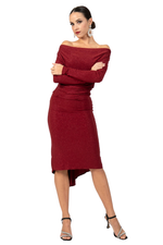 Load image into Gallery viewer, Shimmering Draped Neckline Long Sleeve Top