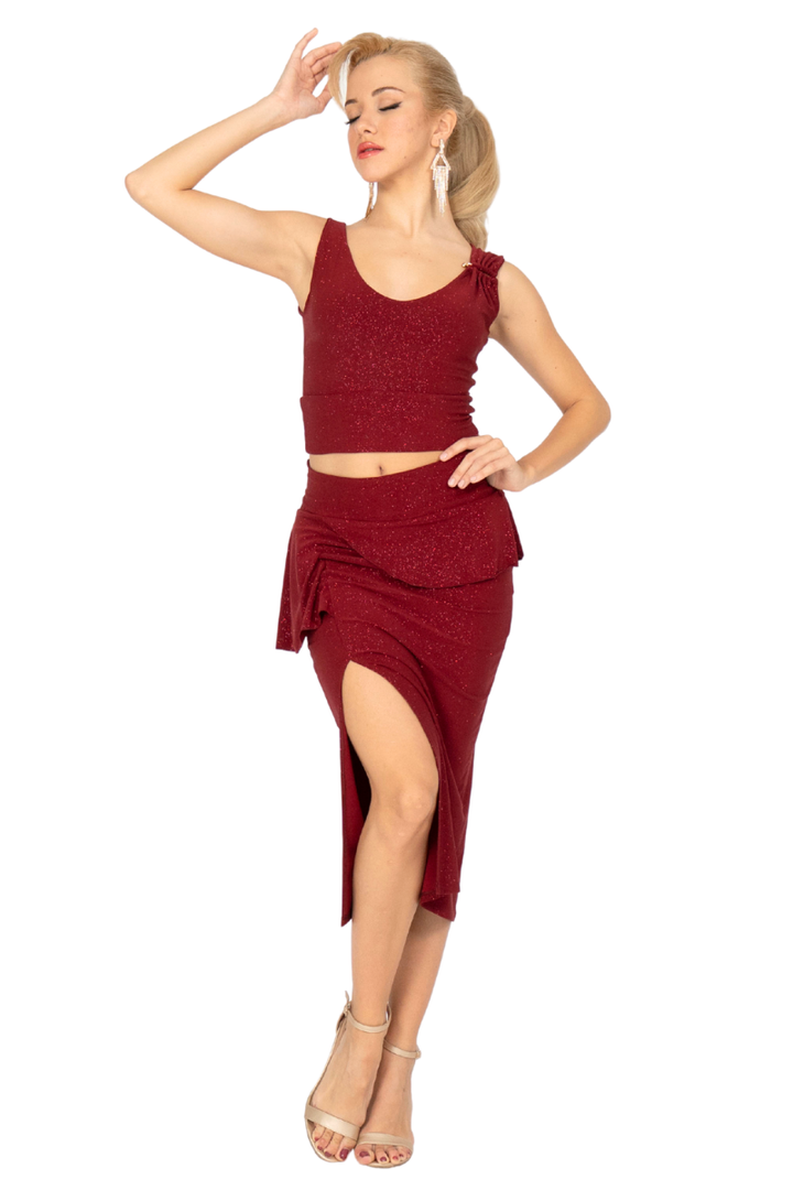 Shimmering Crop Top With Decorative Detail