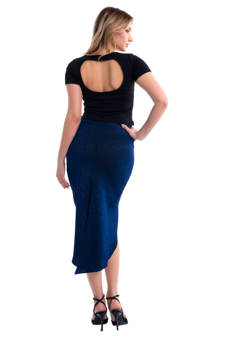 Shimmering Tango Skirt With Curved Front Slit