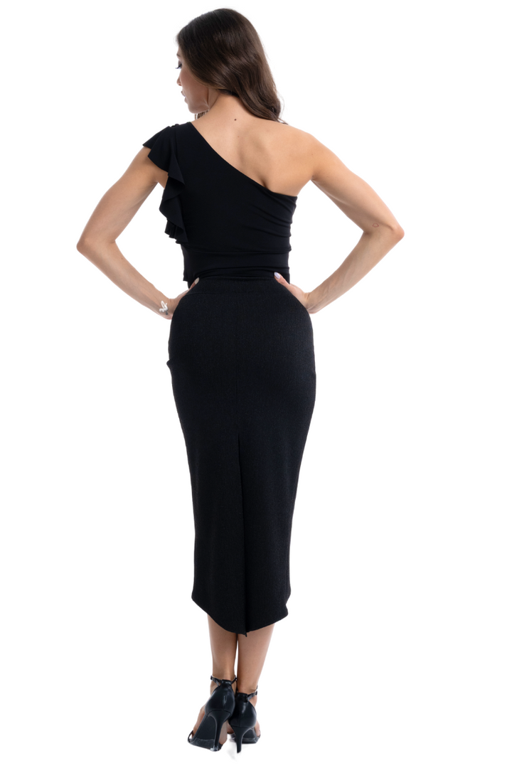 Shimmering Tango Skirt With Curved Front Slit
