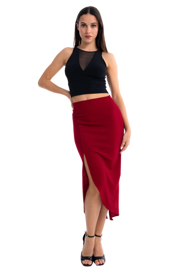 Shimmering Tango Skirt With Curved Front Slit