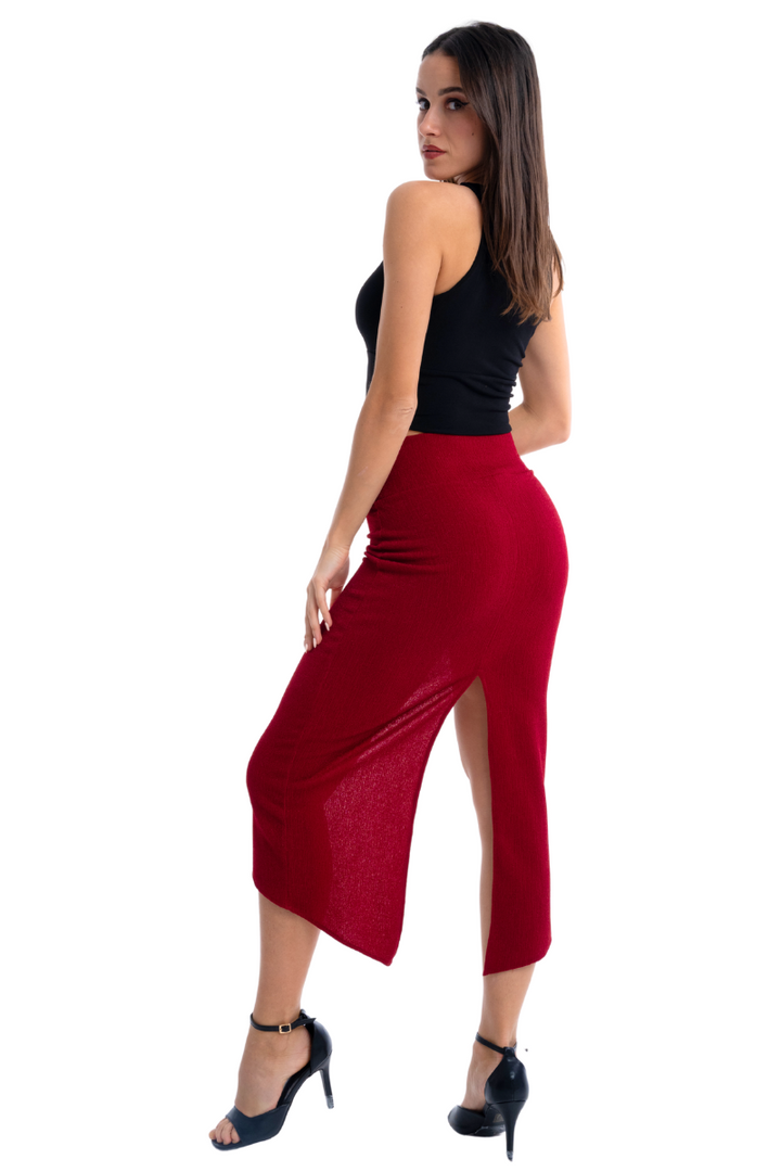Shimmering Tango Skirt With Curved Front Slit