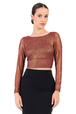Load image into Gallery viewer, Shiny Chrome Twisted Knot V-neck Crop Top