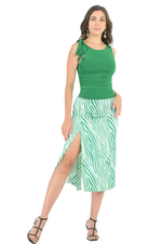 Load image into Gallery viewer, Green Zebra Print Skirt With Back Movement
