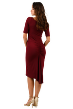 Load image into Gallery viewer, Short-Sleeved Fishtail Dress With Front Cutout
