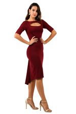 Load image into Gallery viewer, Short-Sleeved Fishtail Dress With Front Cutout
