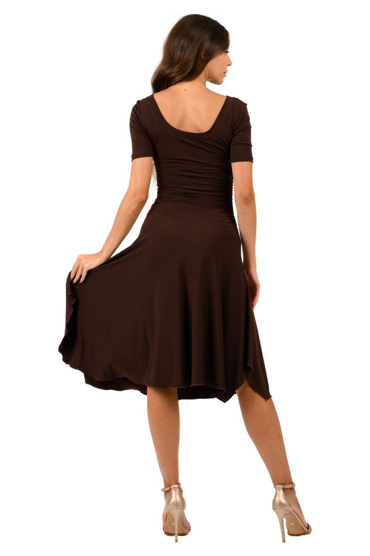 Short-sleeve Tango Dress with Side Draping