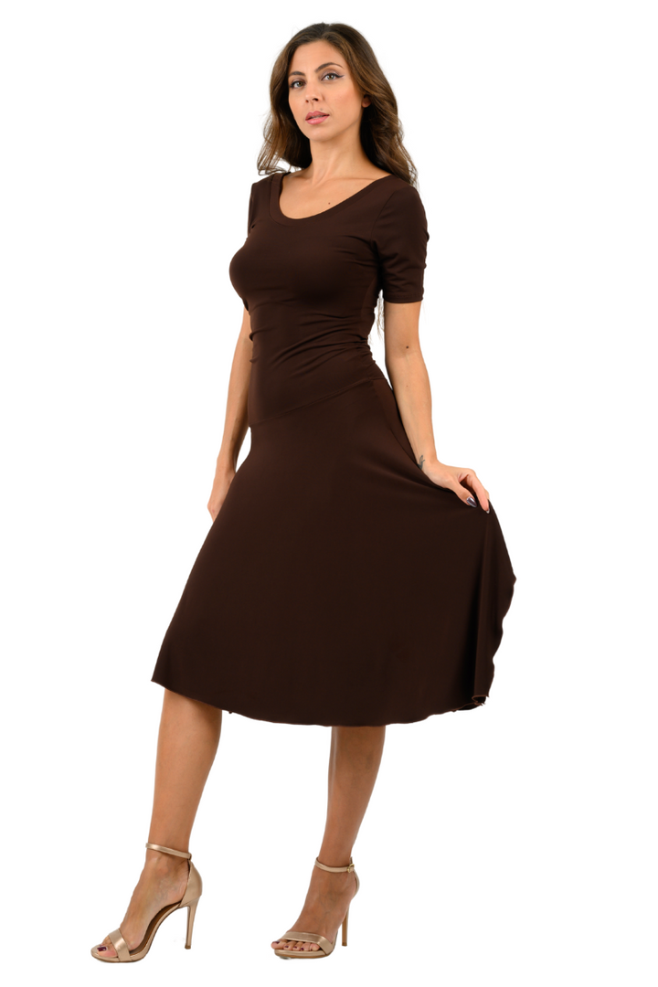 Short-sleeve Tango Dress with Side Draping