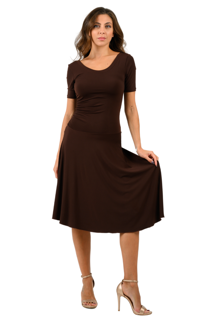 Short-sleeve Tango Dress with Side Draping